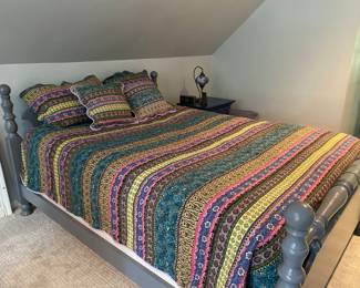 Queen size bed, Also, new quilt, pillow shams and square pillow cases