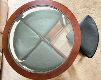 Coffee Table Set with 4 Faux Leather Nested Seats