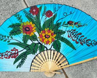 Large Bamboo and Fabric Fan