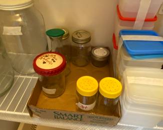 Small glass containers with lids