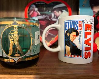 Elvis coffee cup and drink glass
