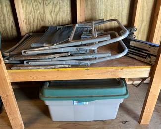 Outside storage building - More chairs + storage bin