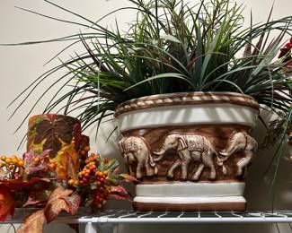 Lovely elephant plant holder & fall candle arrangement 