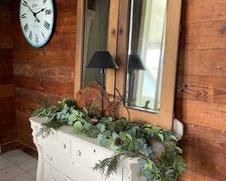 Antique White Chest,  Armoir Doors with Mirrors