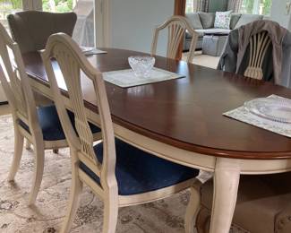 Kitchen dining table set with leather captain chairs