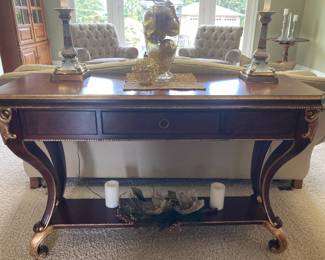 Dark wood gold accents