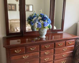 Cherrywood dresser with matching mirror