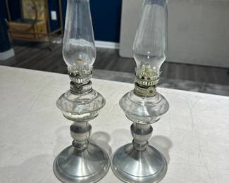 Leonard Pewter Oil Lamps