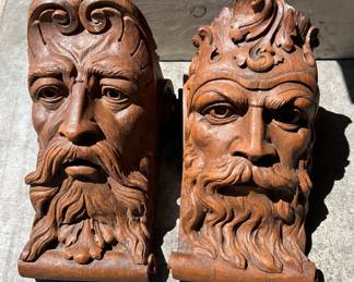 1978 "Wooden Nickel" signed Plaster Corbel Pair