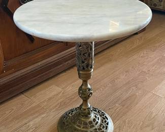 Brass and marble side table. 