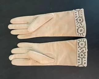 Pair Of Beaded Leather Gloves