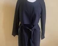 Chicos Lightweight Belted Coat, Tab Sleeves, Zippered Pockets C44