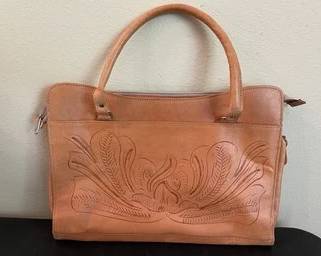 Vintage Tooled Leather Handbag C105