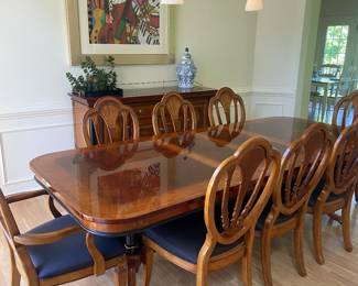 Louis xvi inlaid rosewood table excellent condition W/ 8 chairs