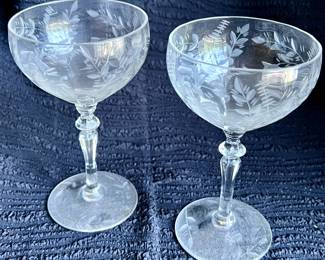 Etched crystal wine glasses