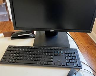 Computer station with monitor, keyboard, mouse and tower 