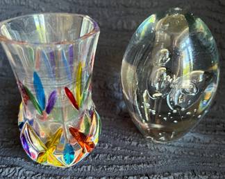 Hand blown glass votive and paperweight