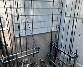 Assorted fishing rods on Onebass holders