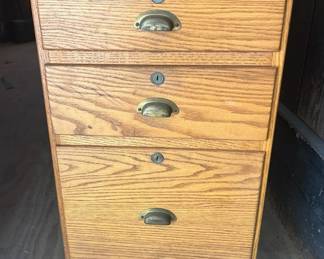 697 Vtg Oak File Cabinet