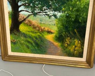Original Oil Painting of Forest Path, with Picture Light