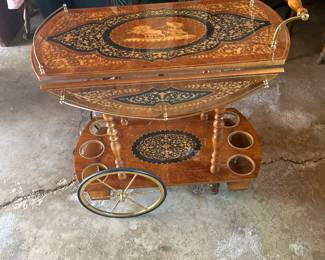 Italian Inlaid Bar Cart $125