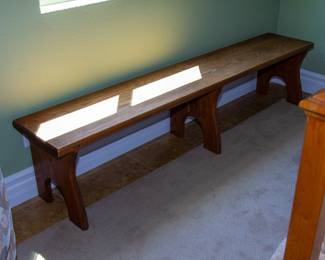 Long wooden bench