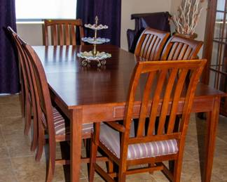 Long dining table and chairs(x6)