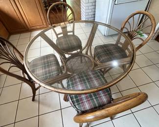 Vintage Bamboo Dining Table with 5 Chairs