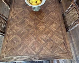 Vintage Jacobean Style Dining Table with Extensions and 8 Cane Chairs