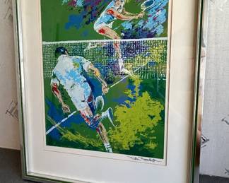 Vintage Ted Tanaba Framed Artwork "Tennis Players"