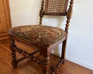 Vintage Jacobean Style Dining Table with Extensions and 8 Cane Chairs