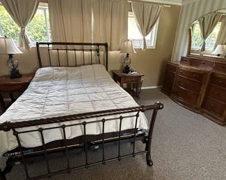 Wrought Iron Queen Bed and Dresser