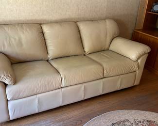 Cream / Beige Leather Couch