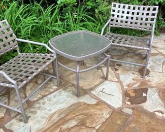 Brown Jordan 2 chairs and table 