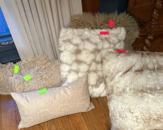 Assorted fur pillows 