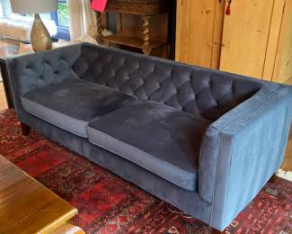 Two velvet blue  couches from safavieh