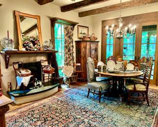 HERE WE GO!  ROOM BY ROOM!  PRIMITIVE ROOM WITH LARGE KILIM RUG.