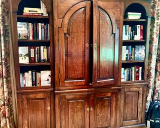 ANTIQUE BOARDS MADE INTO A BEAUTIFUL BOOKSHELF AND CABINET.