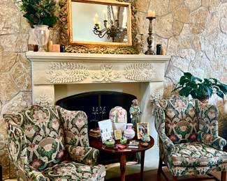 PAIR OF LARGE WINGBACKED ARM CHAIRS.