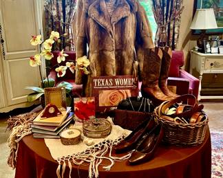 FUR, BOOTS, CLUTCHES, AND SCARVES.