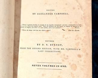 The Christian Baptist edited by Alexander Campbell, 1835, revised by DS Burnet.  Rare edition.