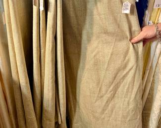 8' CUSTOM LINEN LINED CURTAIN PANELS.