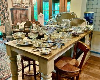 PART OF THE LARGE KITCHEN, LOTS OF PEWTER.