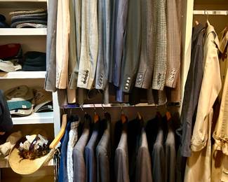 MEN'S CLOSET, MOSTLY MEDIUM.  TOM JAMES, RALPH LAUREN, IZOD, BROOKS BROTHERS, PETER MILLAR, BURBERRY JACKET.  