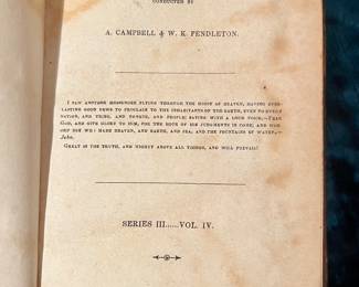 The Millenial Harbinger Vol IV 1847, leather bound by Alexander Campbell.