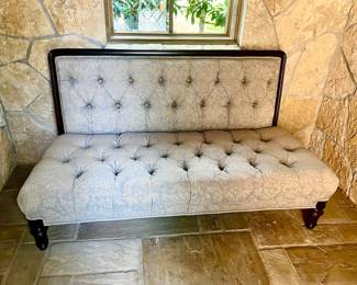 LOVE THIS VICTORIAN TUFTED SETTEE WITH BEAUTIFUL CONTEMPORARY FABRIC.