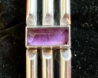 BELIEVED TO BE ANTONIO PINEDA STERLING SILVER BRACELET AND AMETHYST.  HIGH-END.