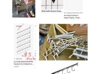 Free Brackets for Gridwall And hooks
Grid wall mount brac...
Hat Hook Display
5-j-hook Waterfall White and stainless
Faceout for Gridwall
Reverse Waterfall
Hooks
Brackets for