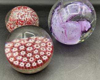 Art glass millefiori paperweights