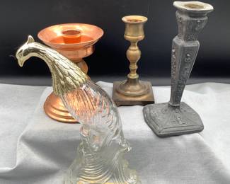 Bird of Paradise Perfume bottle and candlesticks
